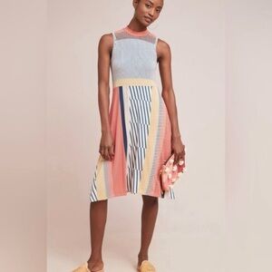 Maeve by Anthropologie Colorful Striped Sleeveless Midi Dress